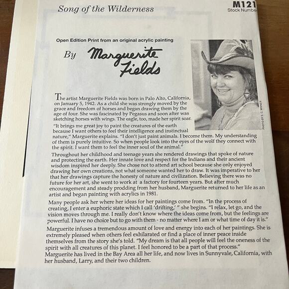 Song Of Wilderness Coyote Wolf Howl 1987 Matted Art Print Marguerite Fields TH2 - Picture 5 of 5